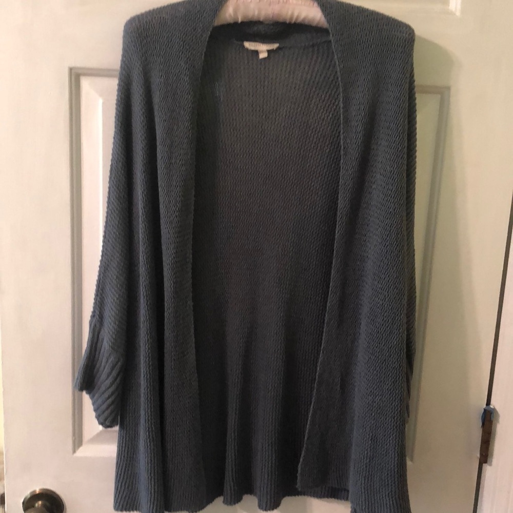 Eileen Fisher blue linen-blend shrug cardigan L